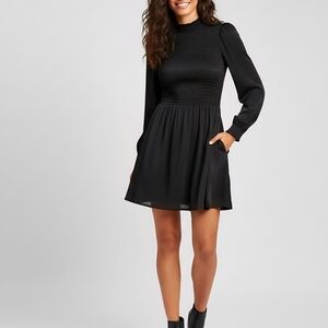 BNWT ZARA L Black Mini Dress Satin Luxe Glam Holiday Cocktail  Chic